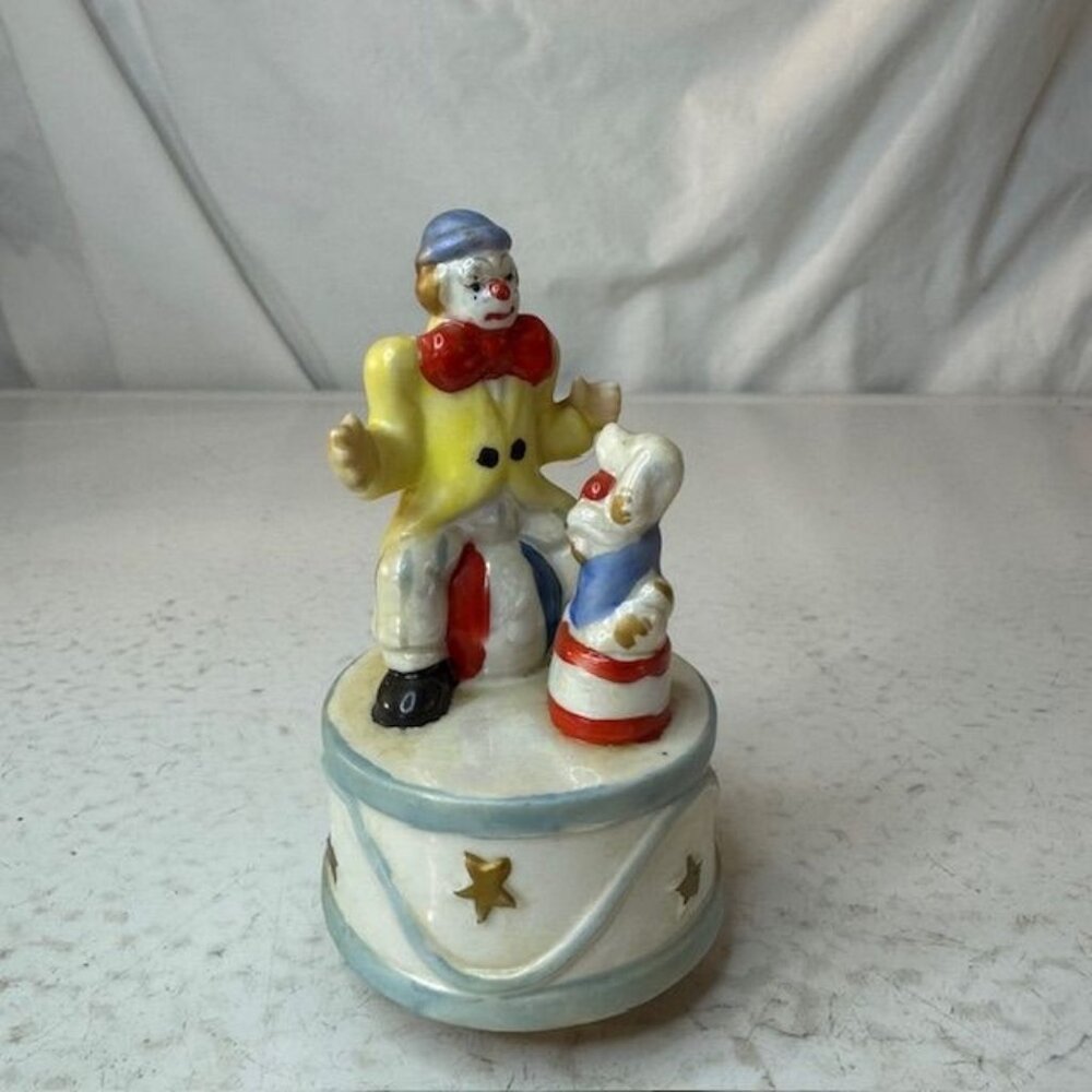 Vintage Aldon Clown Porcelain Music Box Figurine